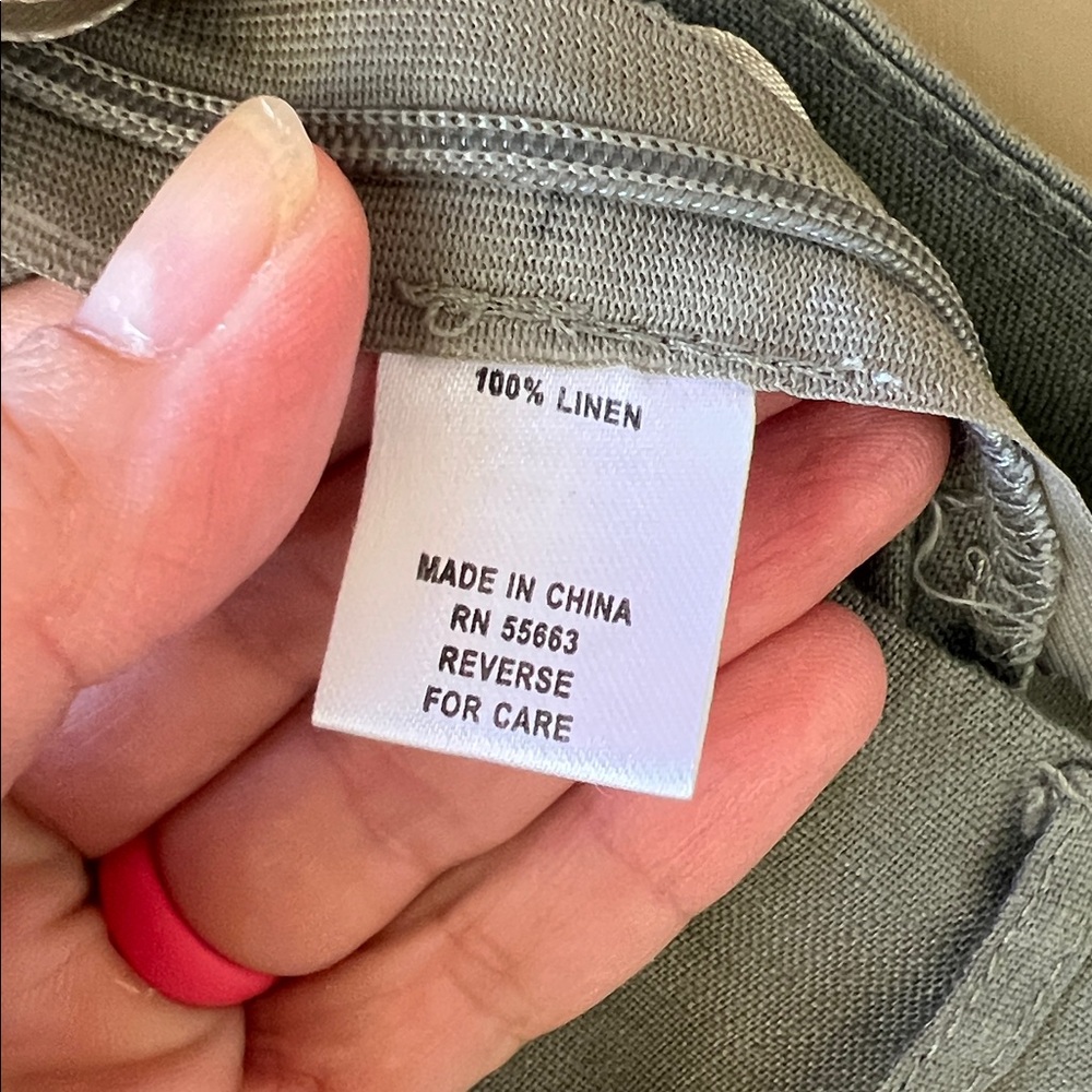 For Cynthia PL New w Tag 100% Linen Mid Skirt A Line Olive Green - Picture 8 of 10